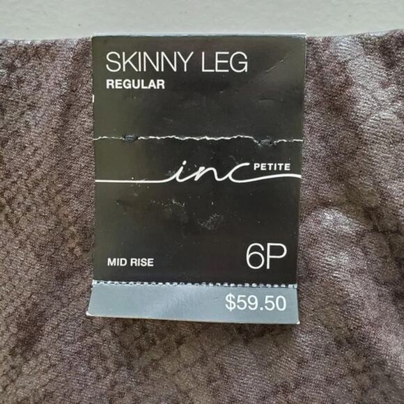 INC Metallic Python Embossed Skinny Pants Gray Women Size 6P Mid Rise NEW - Picture 5 of 8
